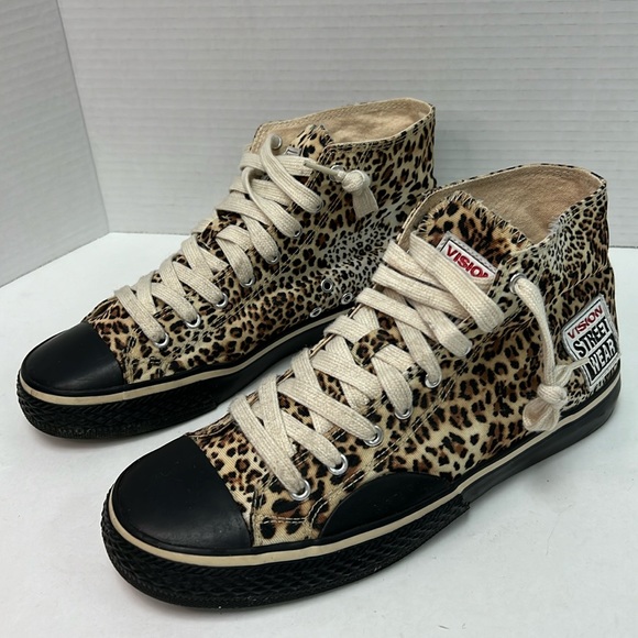 Vision Street Wear Leopard Print Hi Top Canvas Skateboarding Shoes Size 8.5 - Picture 3 of 11
